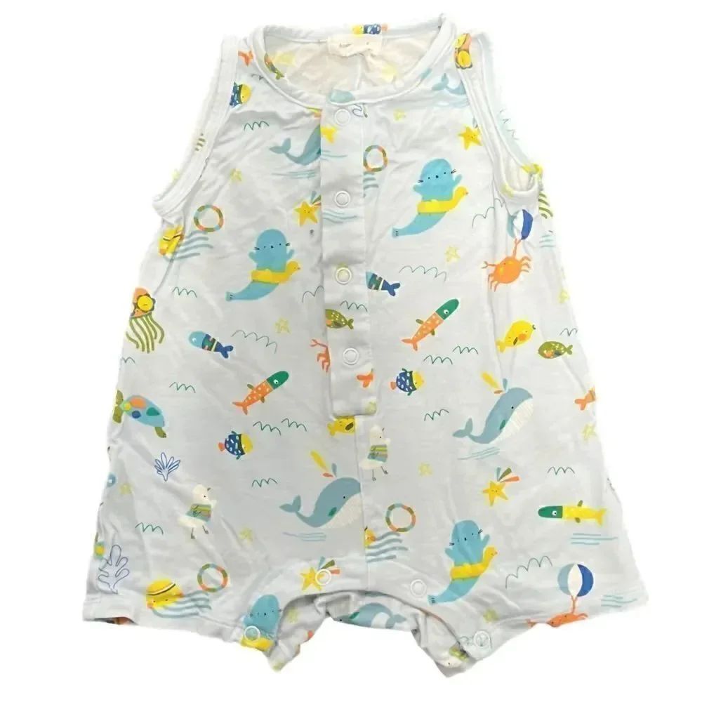 Angel Dear Organic Cotton Whale Romper, 3-6 months, Like New